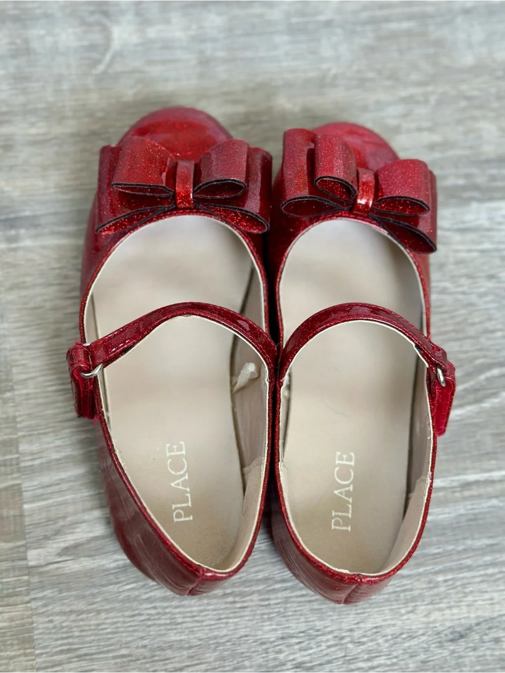 The Children's Place Red Glitter Bow Mary Jane Flats